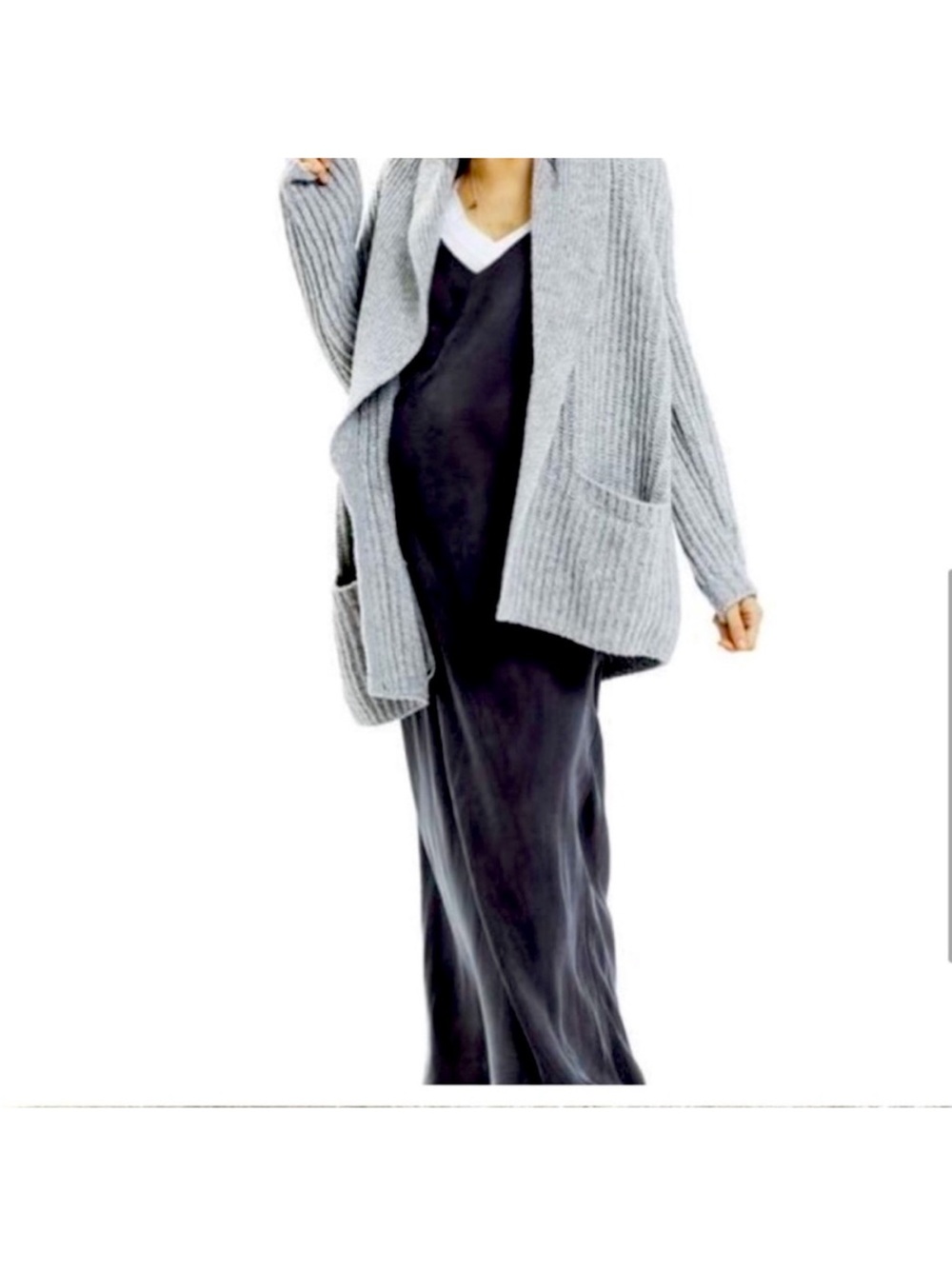 Hatch Maternity The Everyday Chunky Oversized Cozy Soft Cardigan Heather Gray
